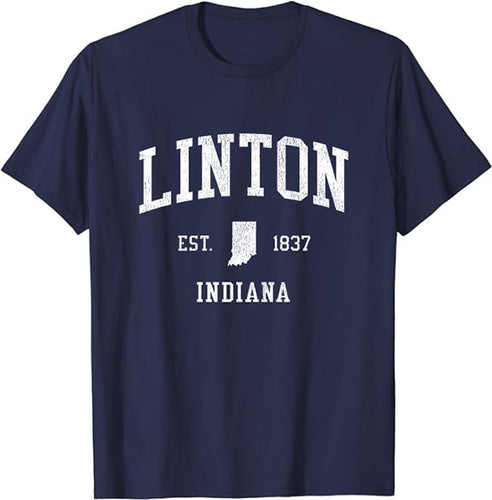 Linton Indiana IN T-Shirt Vintage Athletic Sports Design Tee