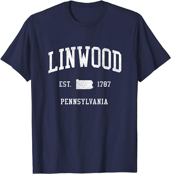 Linwood Pennsylvania PA T-Shirt Vintage Athletic Sports Design Tee