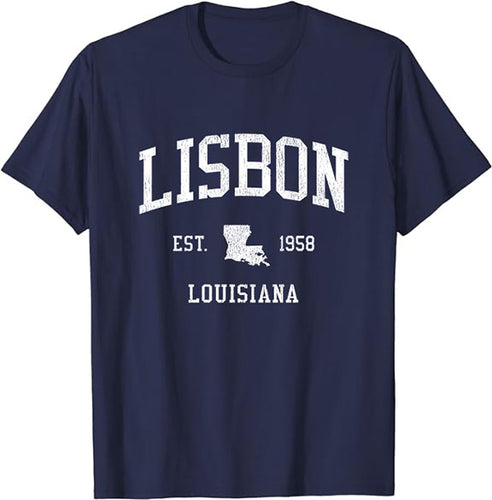 Lisbon Louisiana LA T-Shirt Vintage Athletic Sports Design Tee