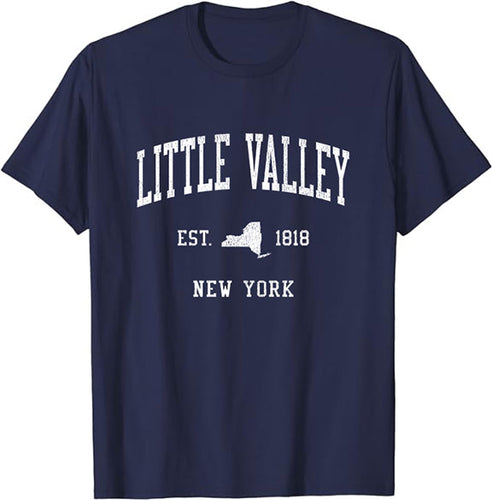 Little Valley New York NY T-Shirt Vintage Athletic Sports Design Tee