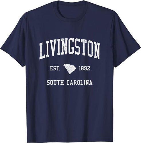 Livingston South Carolina SC T-Shirt Vintage Athletic Sports Design Tee