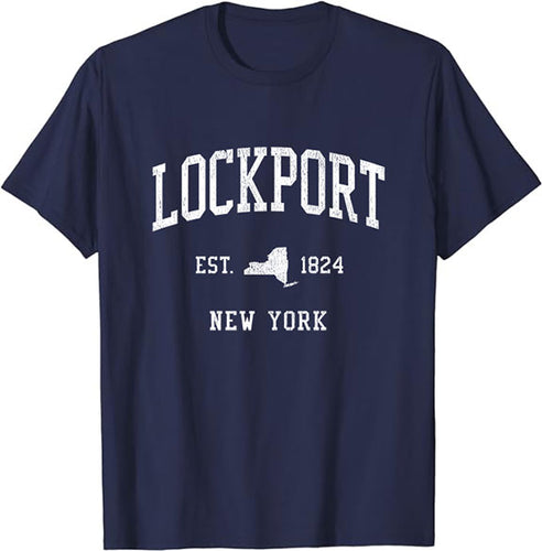 Lockport New York NY T-Shirt Vintage Athletic Sports Design Tee