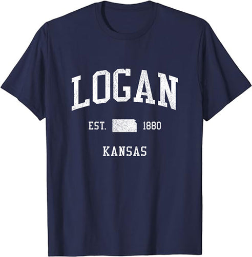 Logan Kansas KS T-Shirt Vintage Athletic Sports Design Tee