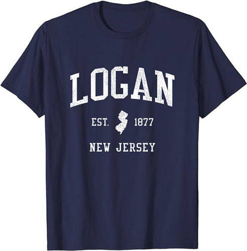 Logan New Jersey NJ T-Shirt Vintage Athletic Sports Design Tee