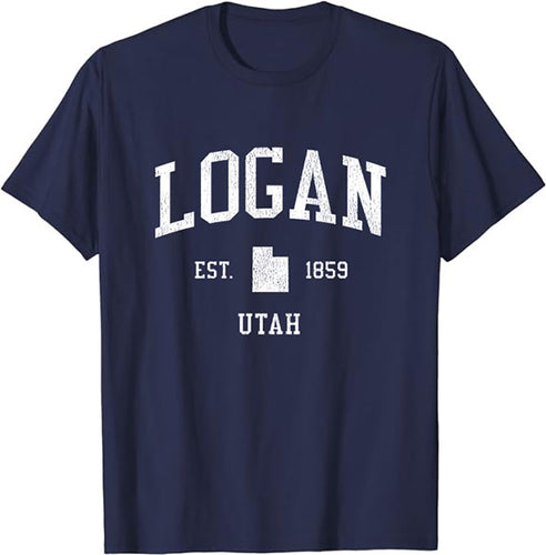 Logan Utah UT T-Shirt Vintage Athletic Sports Design Tee