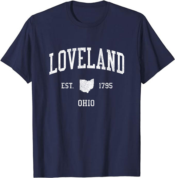 Loveland Ohio OH T-Shirt Vintage Athletic Sports Design Tee