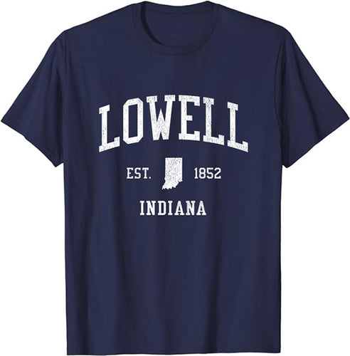 Lowell Indiana IN T-Shirt Vintage Athletic Sports Design Tee