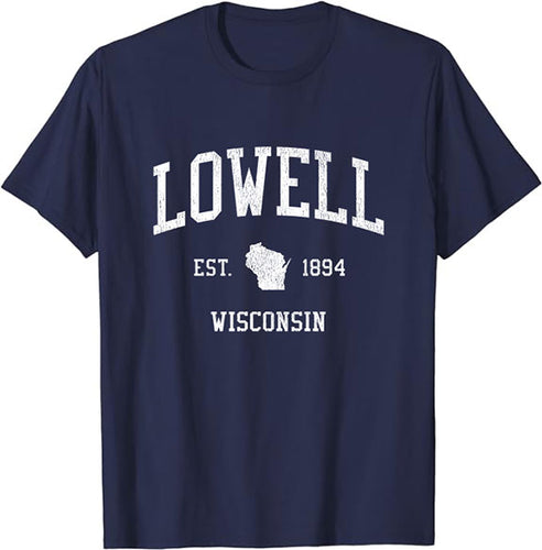 Lowell Wisconsin WI T-Shirt Vintage Athletic Sports Design Tee