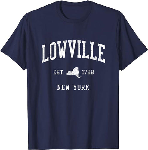 Lowville New York NY T-Shirt Vintage Athletic Sports Design Tee