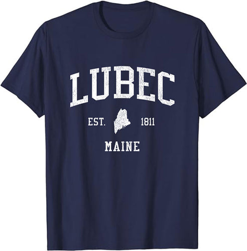 Lubec Maine ME T-Shirt Vintage Athletic Sports Design Tee