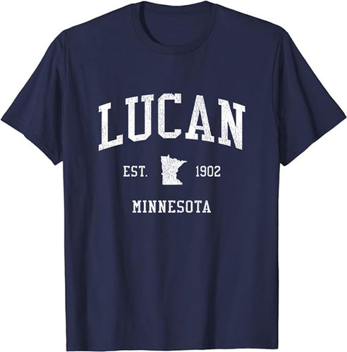 Lucan Minnesota MN T-Shirt Vintage Athletic Sports Design Tee