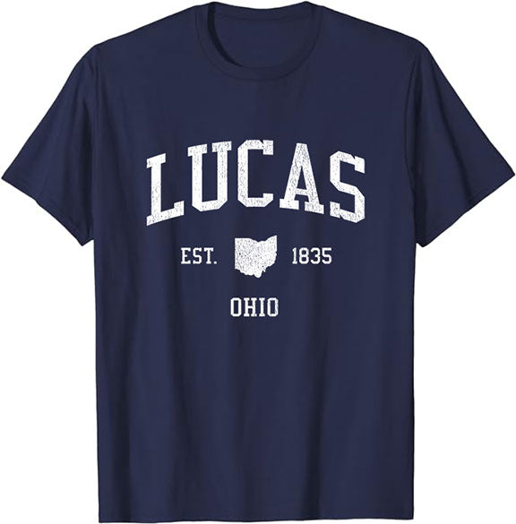 Lucas Ohio OH T-Shirt Vintage Athletic Sports Design Tee