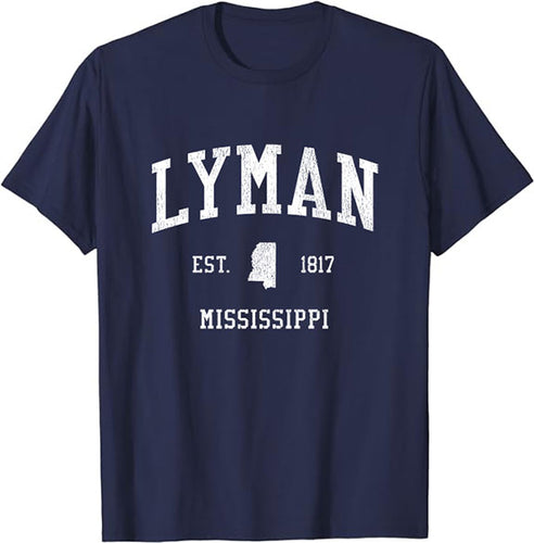 Lyman Mississippi MS T-Shirt Vintage Athletic Sports Design Tee