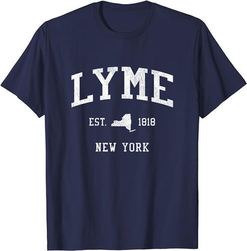 Lyme New York NY T-Shirt Vintage Athletic Sports Design Tee