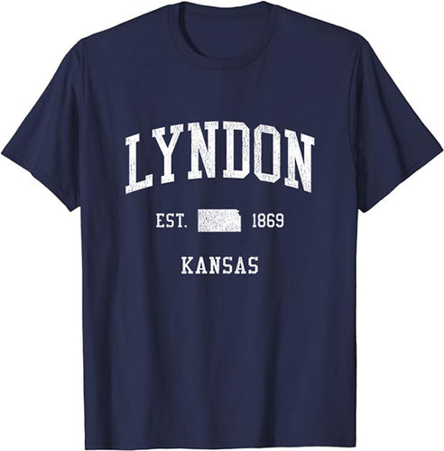 Lyndon Kansas KS T-Shirt Vintage Athletic Sports Design Tee