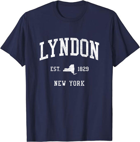 Lyndon New York NY T-Shirt Vintage Athletic Sports Design Tee