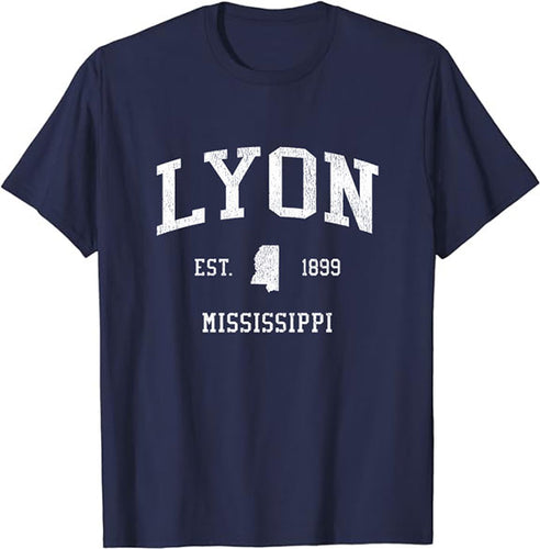 Lyon Mississippi MS T-Shirt Vintage Athletic Sports Design Tee