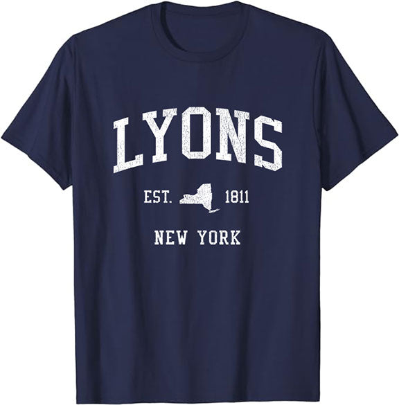 Lyons New York NY T-Shirt Vintage Athletic Sports Design Tee