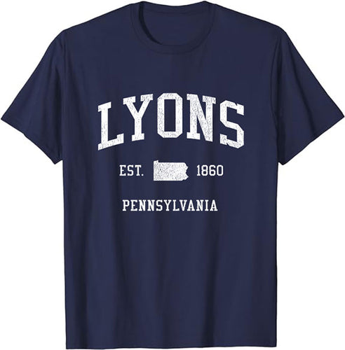 Lyons Pennsylvania PA T-Shirt Vintage Athletic Sports Design Tee