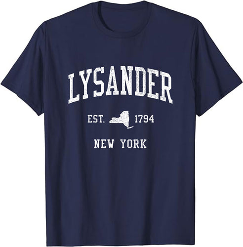Lysander New York NY T-Shirt Vintage Athletic Sports Design Tee