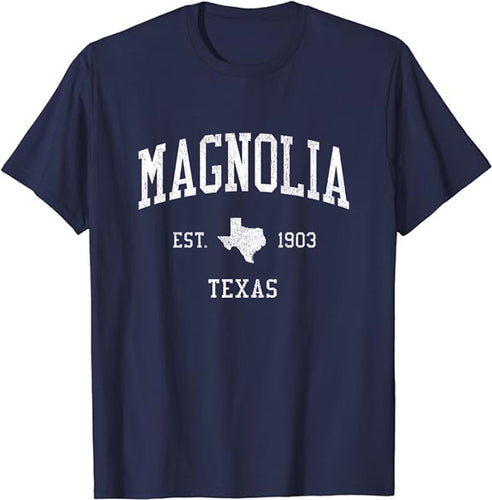 Magnolia Texas TX T-Shirt Vintage Athletic Sports Design Tee