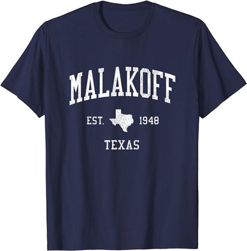 Malakoff Texas TX T-Shirt Vintage Athletic Sports Design Tee