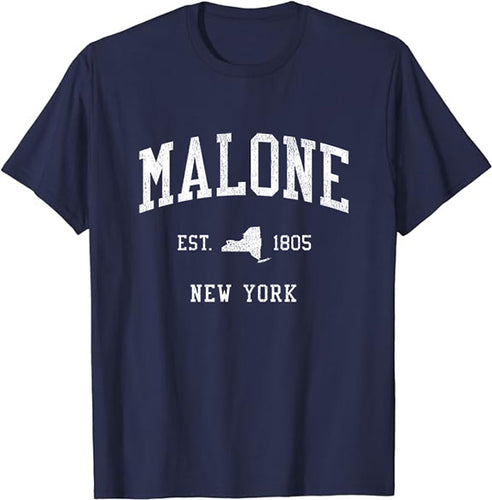 Malone New York NY T-Shirt Vintage Athletic Sports Design Tee