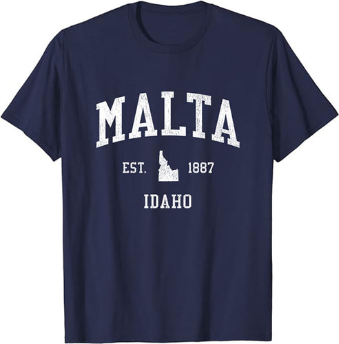 Malta Idaho ID T-Shirt Vintage Athletic Sports Design Tee