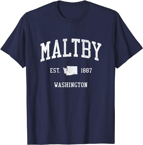 Maltby Washington WA T-Shirt Vintage Athletic Sports Design Tee