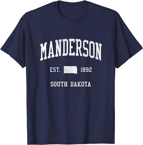 Manderson South Dakota SD T-Shirt Vintage Athletic Sports Design Tee