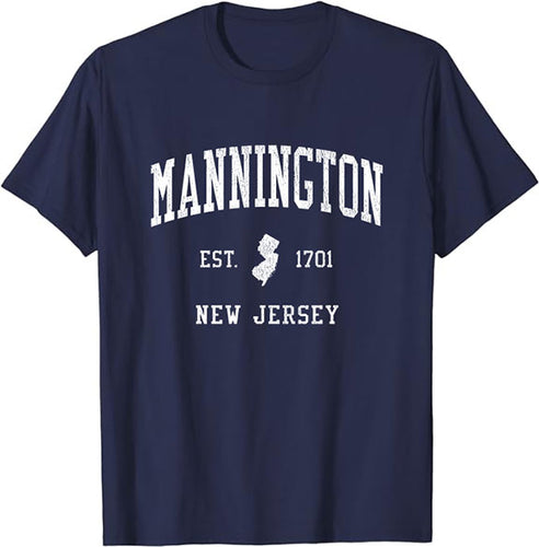 Mannington New Jersey NJ T-Shirt Vintage Athletic Sports Design Tee