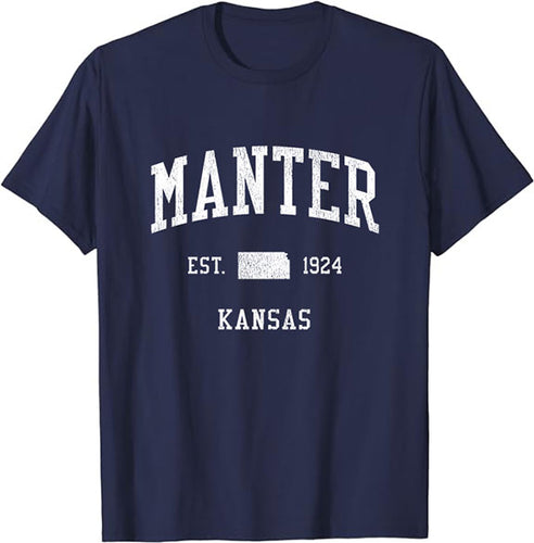 Manter Kansas KS T-Shirt Vintage Athletic Sports Design Tee