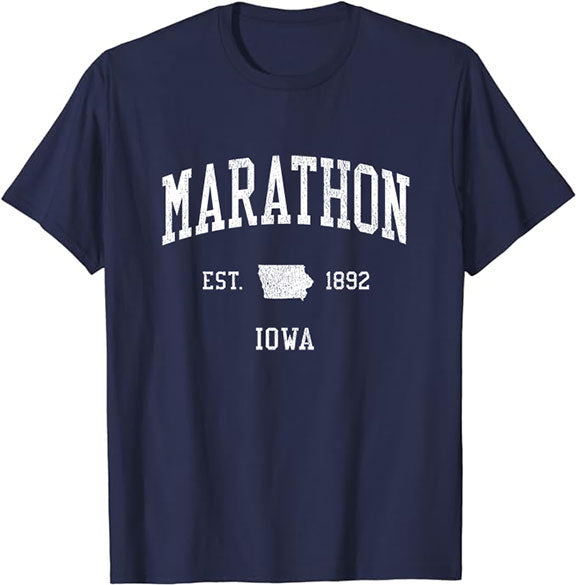 Marathon Iowa IA T-Shirt Vintage Athletic Sports Design Tee