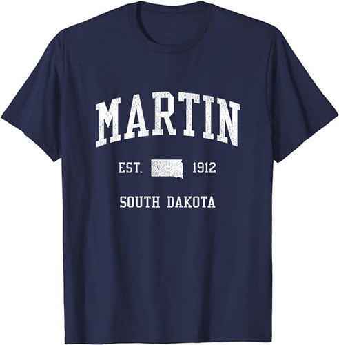 Martin South Dakota SD T-Shirt Vintage Athletic Sports Design Tee