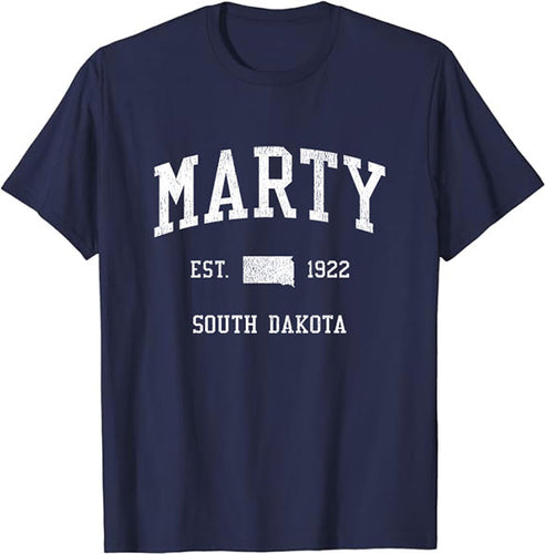Marty South Dakota SD T-Shirt Vintage Athletic Sports Design Tee