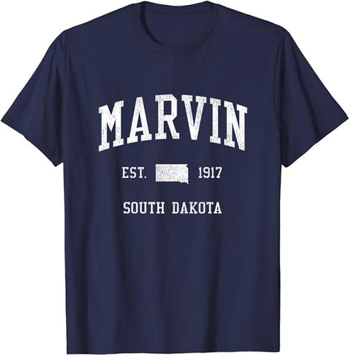 Marvin South Dakota SD T-Shirt Vintage Athletic Sports Design Tee