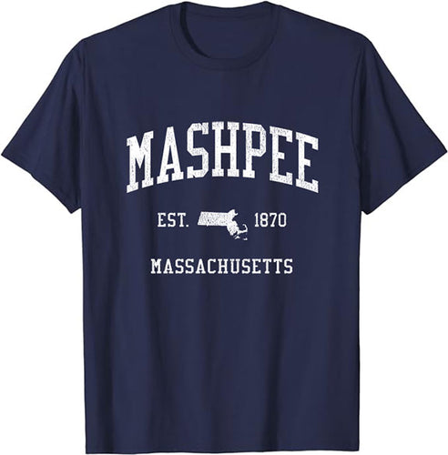 Mashpee Massachusetts MA T-Shirt Vintage Athletic Sports Design Tee