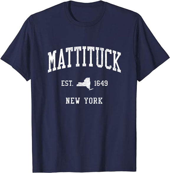 Mattituck New York NY T-Shirt Vintage Athletic Sports Design Tee