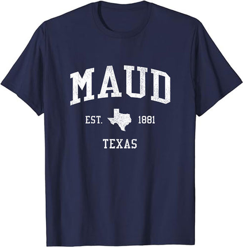 Maud Texas TX T-Shirt Vintage Athletic Sports Design Tee