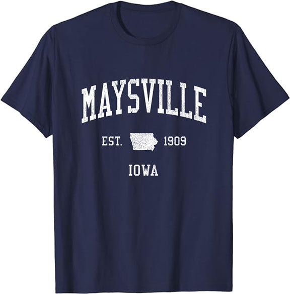 Maysville Iowa IA T-Shirt Vintage Athletic Sports Design Tee
