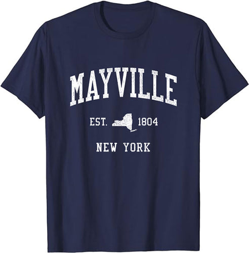 Mayville New York NY T-Shirt Vintage Athletic Sports Design Tee
