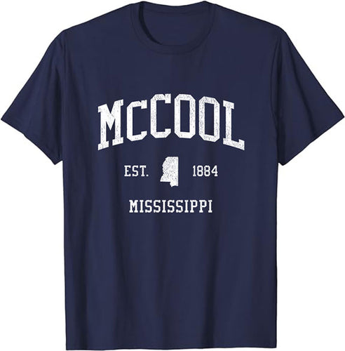 McCool Mississippi MS T-Shirt Vintage Athletic Sports Design Tee