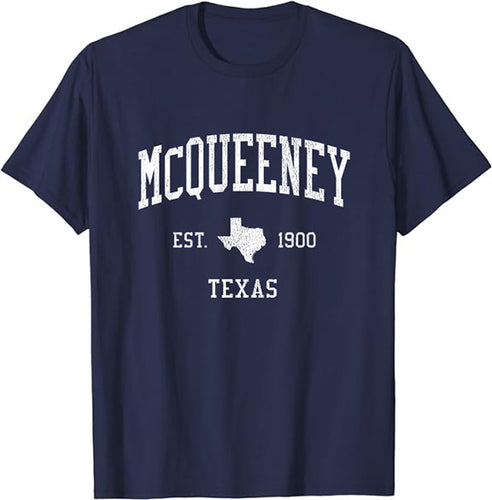 McQueeney Texas TX T-Shirt Vintage Athletic Sports Design Tee