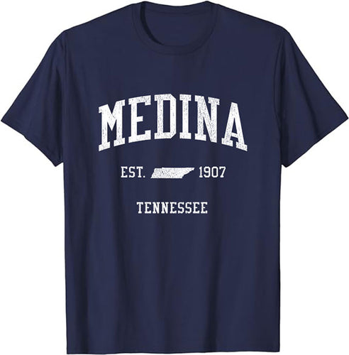 Medina Tennessee TN T-Shirt Vintage Athletic Sports Design Tee