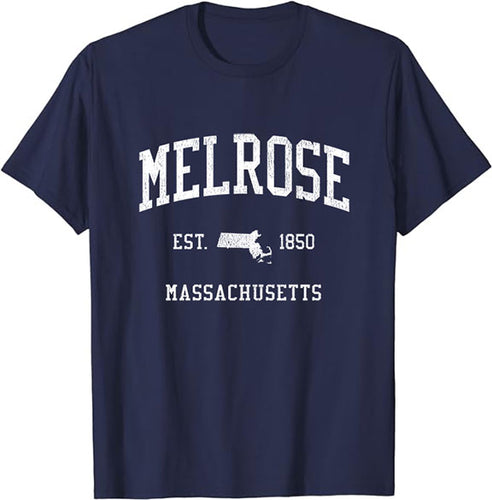 Melrose Massachusetts MA T-Shirt Vintage Athletic Sports Design Tee