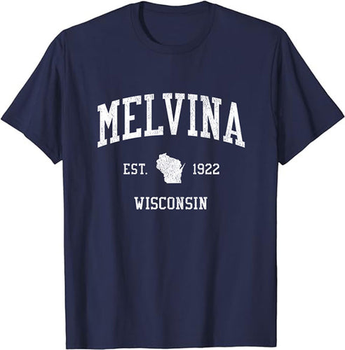 Melvina Wisconsin WI T-Shirt Vintage Athletic Sports Design Tee