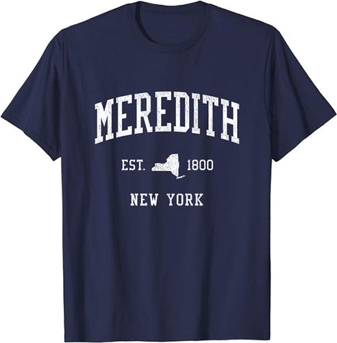 Meredith New York NY T-Shirt Vintage Athletic Sports Design Tee