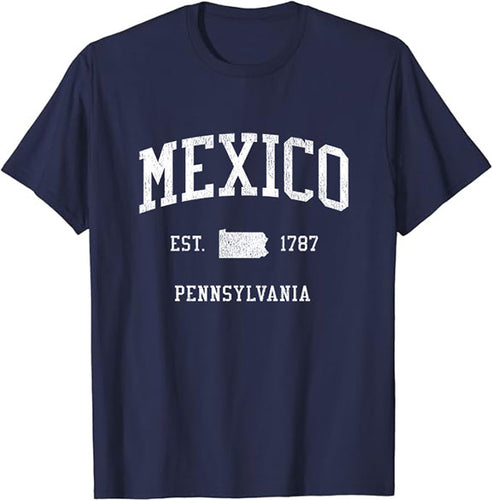 Mexico Pennsylvania PA T-Shirt Vintage Athletic Sports Design Tee