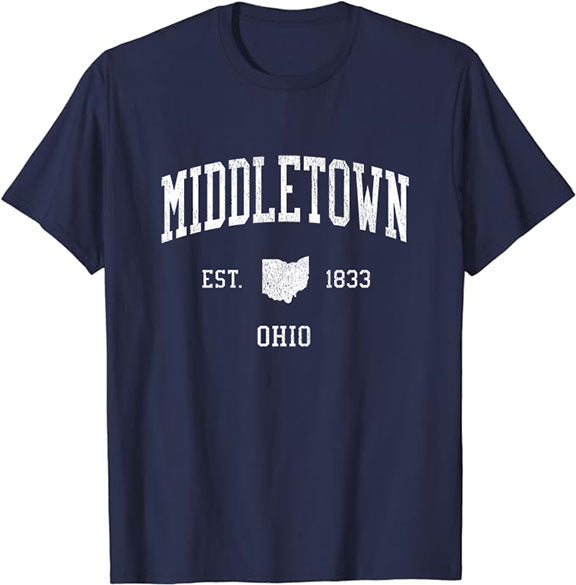 Middletown Ohio OH T-Shirt Vintage Athletic Sports Design Tee