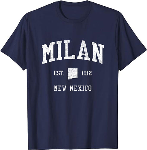 Milan New Mexico NM T-Shirt Vintage Athletic Sports Design Tee